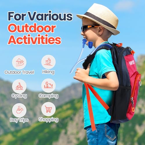 Shinylin Kids Hydration Backpack with 1.5L Water Bladder Hiking Backpack Lightweight for Boys or Girls Children Biking Climbing Running Cycling - color: Red, style: Classic