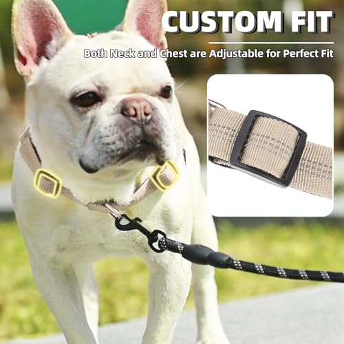 PUPTECK No Pull Dog Harness Medium Sized Dog, Adjustable Reflective Pet Vest Harness with Bungee Handle, Escape Proof No Choke Harness for Medium Dogs Walking Training, Beige M - color: Beige, size: M (NECK: 16.5"-19.5", CHEST: 21.5"-28")