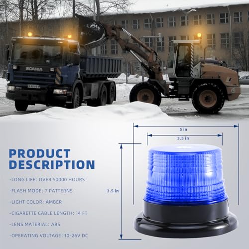 Blue Rooftop Beacon Strobe Lights w/Magnetic Base, 1-Pcs - color: 1× Blue