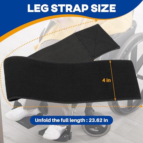 2 Pack Wheelchair Leg Straps - Polyester Material, Reliable & Elastic - Foot, Calf & Seat Belt Restraints for Wheelchair Accessory (Width 4 inches) - size: Self-Adhesive