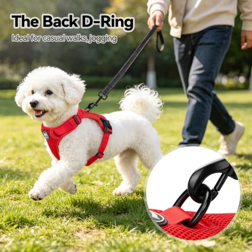 PoyPet Mesh Dog Harness, Reflective Breathable Puppy Vest for Small Dogs - color: Red, size: S