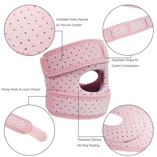 Luwint Patellar Tendon Support Strap with Gel Pad, Women & Teens Adjustable Knee Brace for Knee Pain Relief, Arthritis, Sports (Pink) - color: Pink