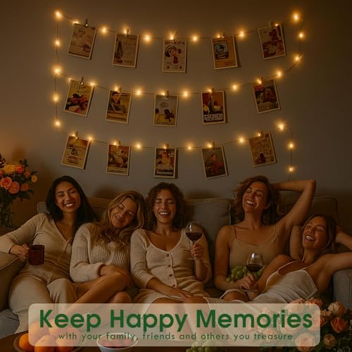 Photo Clip String Light, 33Ft 100LED Battery Fairy Lights with 50 Clips - color: Warm White