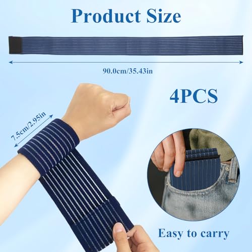 4-Pack Ice Pack Straps,35.5"x3"Elastic Ice Pack Wrap Holder with Hook&Loop - color: Blue
