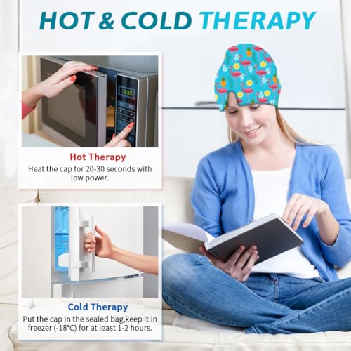 Migraine Relief Cap, Soothing Headache Ice Face Mask Products - color: Black+blue2