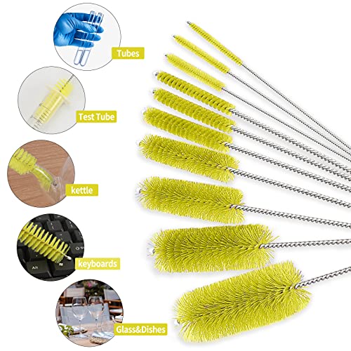 CiaraQ Bottle Cleaning Brushes, 8 Inch Nylon Tube Brush Set - color: Yellow, size: 8.0 Inch (10pcs)