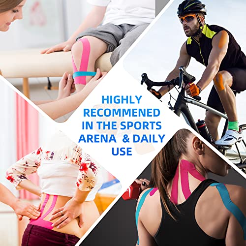 K Tape 12 Roll Pack Athletic Tape - Waterproof Precut Kinesiology Tape (10" Strips) for Knees Shoulders Ankles Elbows, Latex Free Breathable kinesiotape for Sports & Recovery (Mixed Colors)