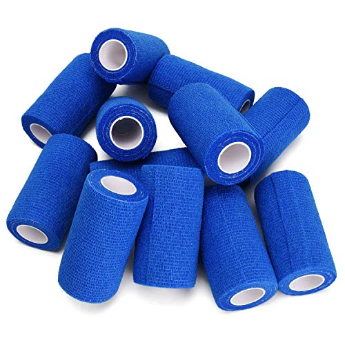 12PCS Self Adhesive Bandage, 4" x5yd Elastic Cohesive Bandage Wrap - color: Blue