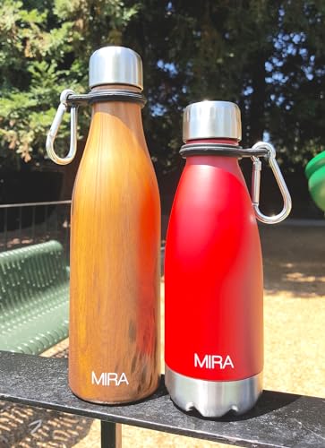 MIRA Durable Silicone Carrier with Carabiner Clip | Fits Any 12oz, 17oz and 25oz Cola Shaped Water Bottles for Outdoor Activities or Daily Use - size: 2 Pack