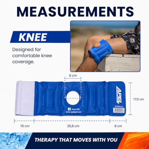 APEL Gel Cold & Hot Knee Gel Pack, Reusable Wrap, Flexible Pain Relief Care - size: S / M