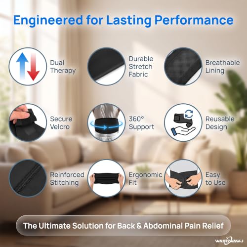Ice Pack Wrap for Back & Abdomen, 46" Reusable Gel Belt