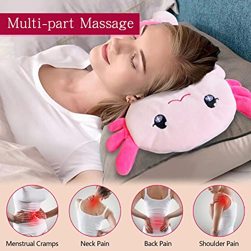 Microwave Heating Pad for Pain Relief, 13" x 10" Microwavable Heating Pads for Cramps, Back Pain, Neck Shoulder, Muscles, Knee, Joints, Natural Heat Pack Moist Heat, Pink Axolotl - size: Medium Axolotl