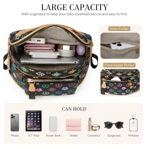 Makes Checkered Crossbody Bag Bum Bag for Women with Pouch - color: Triblack