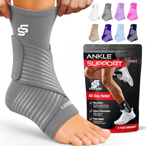 Sleeve Stars Ankle Brace Men & Women Support (Single/M:10"-12"/Gray) - color: Gray, size: Medium