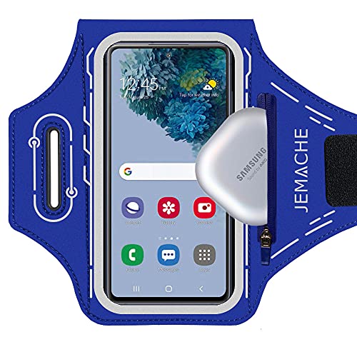 Armband for Samsung Galaxy S26 S25 S24 S23 S22 Ultra/Plus/FE, Gym Running Workouts Arm Band with Earbuds Holder (Nav Blue) - color: Nav Blue