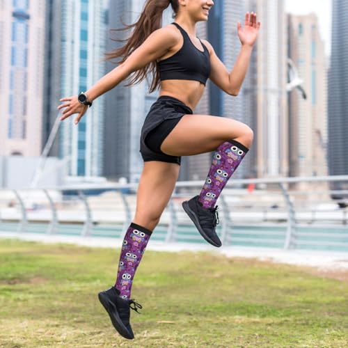 Compression Socks, Unisex 15-20 mmHg Knee High Support Socks - color: Owl