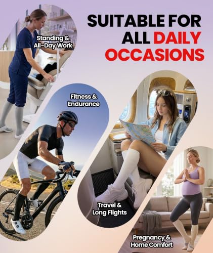 PULIOU Compression Socks for Women Men 15-20 mmHg Easy On Off,2 Pairs - color: Grey, size: Small-Medium