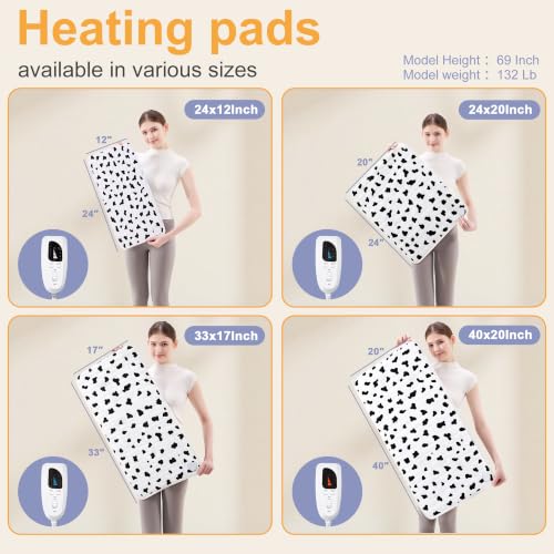 Heating Pad,Heated Blanket,Heating Pad for Back Neck,White,24x12 Inch - color: Whiteblack, size: 24x12 Inch