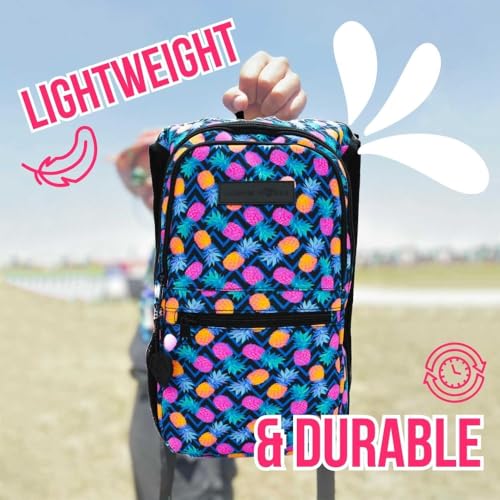 Kandies World Reflective Festival Hydration Pack - 2L Hydropack for Raves, Hiking, Biking, Running, and More (with Anti-Theft Pocket) - style: Pineapple