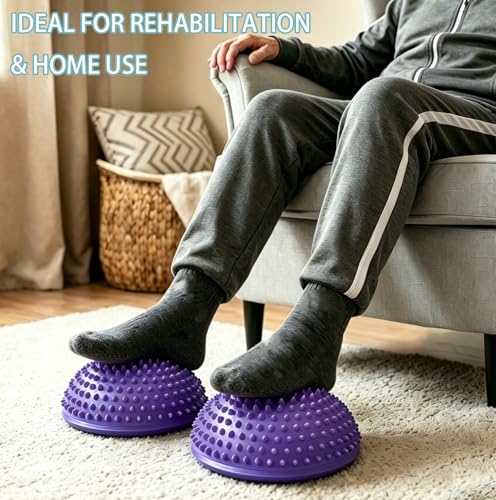 2PCS Hedgehog Balance Pods, Half Ball Balance Trainer with Pump - color: Purple