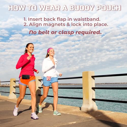 Running Buddy Magnetic Pouch Beltless Workout Pouch No Bounce - color: Black, size: Mini (3.75 in x 4 in)