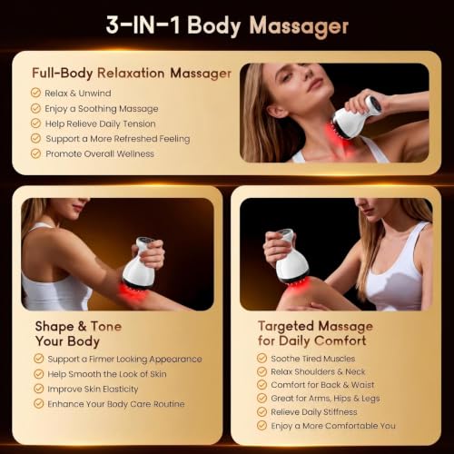 Red Light Lymphatic Drainage Massager Anti Cellulite Massage Tool - color: White