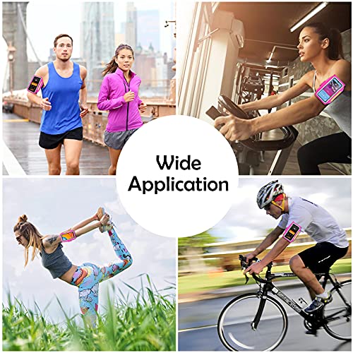 Running Armband with Earphone Pouch Fits Phones up to 6.9" - color: Rose (Up to 6.9''), size: Medium