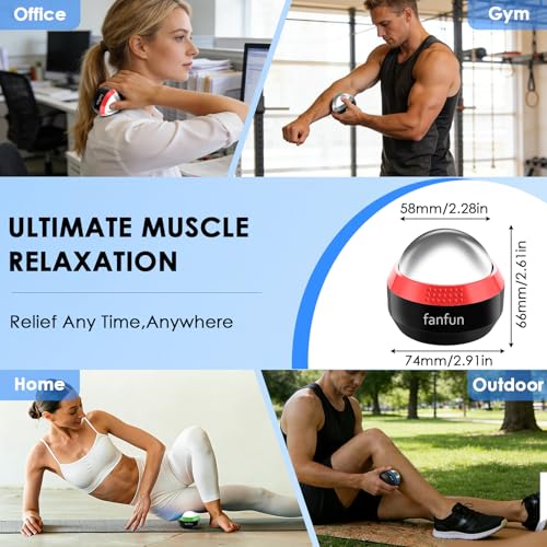 Massage Ice Roller Ball Cold & Heat Therapy Pain Relief Myofascial Release - color: Red