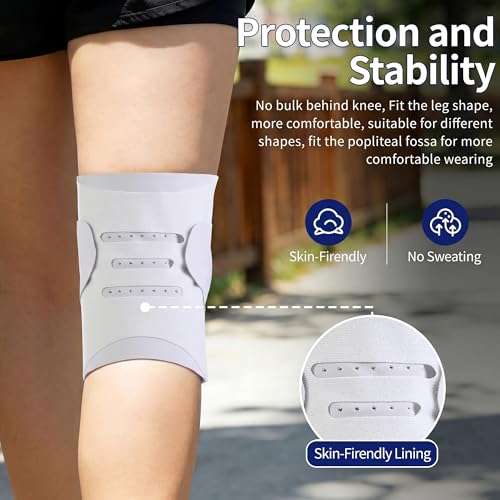 Knee Brace for Men and Women, Dual X-Straps and 4 Side Stabilizers - color: Gray, size: Large
