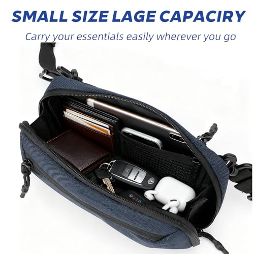 Crossbody Fanny Pack - 1.5L Small Sling Bag Water Resistant Handled Pouch with Adjustable Strap & D Ring for Travel Running Hiking,Blue - color: Blue