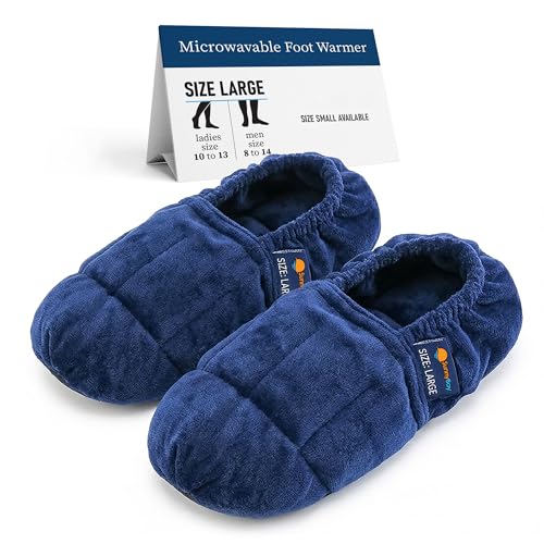 SunnyBay Microwavable Foot Warmer Slippers, Large, Navy Blue - size: Large