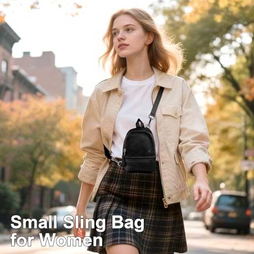 Babysun Mini Backpack Keychain Wristlet Pouch Small Change Coin Purse Cute Zipper Wallet With 3 RFID Card Slots For Women/Men Airpods Cosmetics - color: Black-L