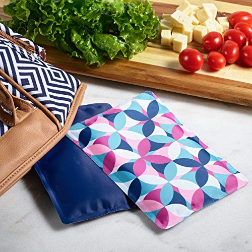 Fit & Fresh Cool Coolers Soft Ice Packs for Lunch Bags & Coolers, 2pk - color: Geo & Navy (2 Pack)