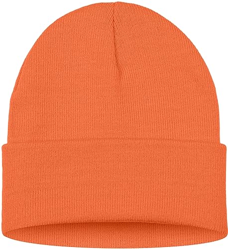 ATNKE LED Lighted Beanie Hat,USB Rechargeable 4 LED Red and Blue Flashing Running Headlamp Cap Gifts for Men and Women - color: #Bright Orange