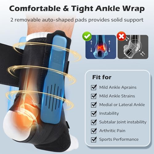 Ankle Brace for Sprained Ankle, 2 Removable Splints, Figure 8 Strap - size: Large（Shoe Size-Women 11-14 Men 11-14）