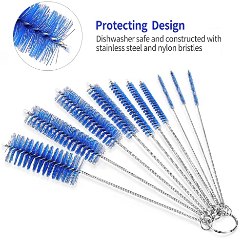 CiaraQ Bottle Cleaning Brushes, 8 Inch Nylon Tube Brush Set - color: Navy Blue, size: 8.0 Inch (10pcs)