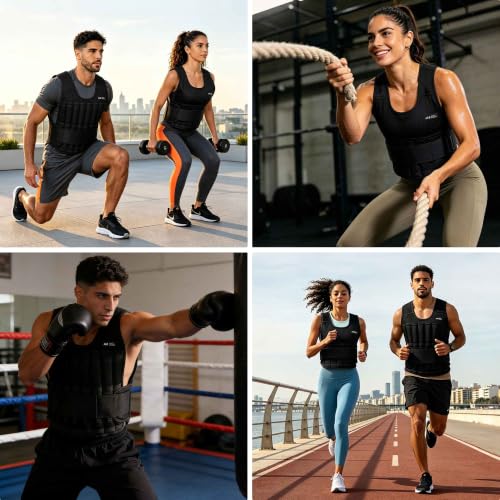 Beatboost Weighted Vest Men,20lb/30lb/40lb/50lb/60lb Adjustable Weight Vest - color: Black, size: 18LB