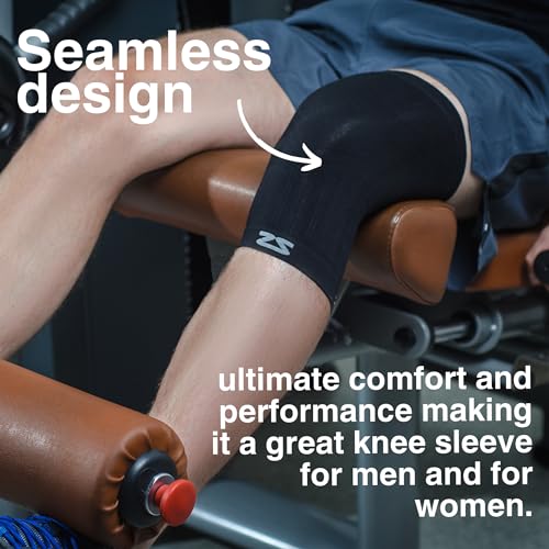 Zensah Compression Knee Sleeve - Knee Brace to Relieve Knee Pain and Treat Runners Knee for Men and Women - color: Midnight Black, size: Large
