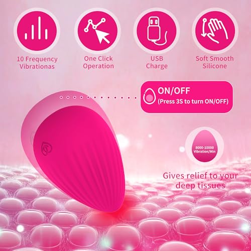 Massage Ball for Myofascial Release, Handheld Portable Electric Massage Tool, Joint Trigger Point Therapy, Jaw Muscle Knots and Yoga Therapy, Pain Relief and Muscle Recovery.（Rose Red）