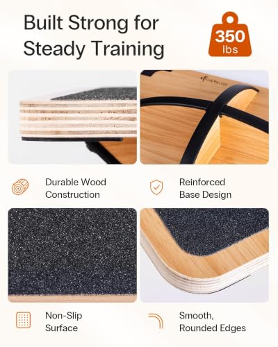 StrongTek Wooden Balance Board, Basic Rocker or Advanced 360° Wobble - color: Standard-Advanced-360° Rotation
