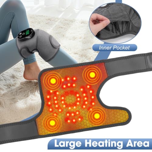 Cordless Knee Massager with Heat, Knee Heating pad for Knee Pain