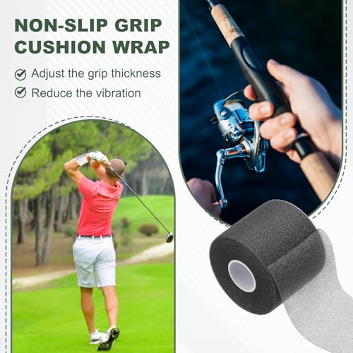 Pre Wrap Tape, Non-Slip Grip Cushion Wrap Prewrap Athletic Tape- Fitting for (Tennis- Badminton - Pickleball - Sports) - color: Black