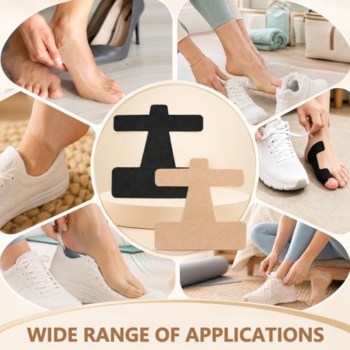 40 Pcs Pre-Cut Bunion Support Tape, Elastic Breathable Latex-Free Kinesiology Tape, Self-Adhesive Hallux Valgus Toe Strips, Skin-Friendly Foot Care Support Strips for Men Women Daily Use (Black) - color: Black