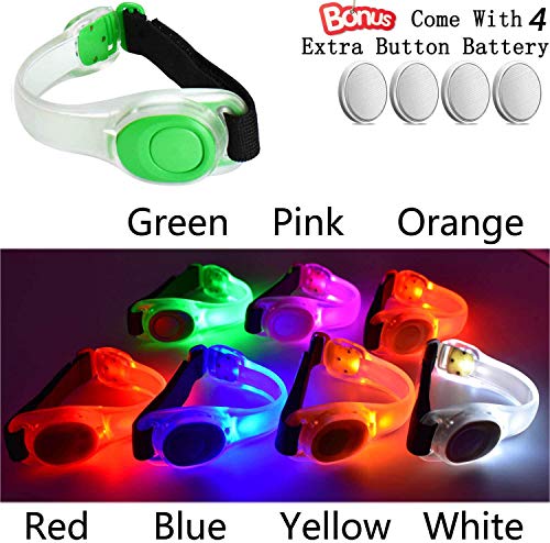 Premium LED Light Up Armband, Reflective Adjustable Wearable Silicone Running Belt Strap/Waterproof Glow in The Dark for Running Jogging Walking Cycling Concert Camping Outdoor Sports - color: Green - 4 Pack