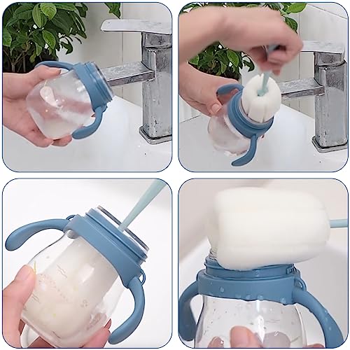 4 PCS Sponge Bottle Brushes, Bottles Scrubber Cleaning Brush with Handle, Water Bottles Cleaner for Thermos, Mug, Cup, Teapot
