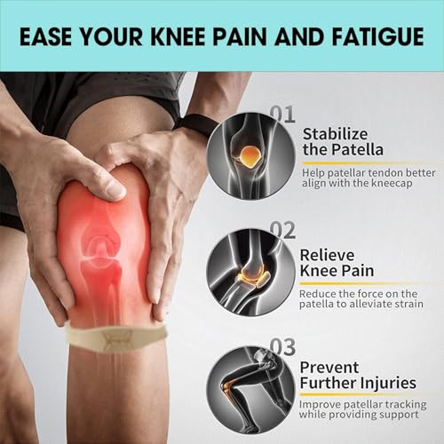 2 Pack Patella with Knee Pads for Patella Tendon Pain Relief - Knee Brace for Tendonitis Jumping Line Running Sports Basketball Men Women Knee with Patella Support (White) (Beige-s)