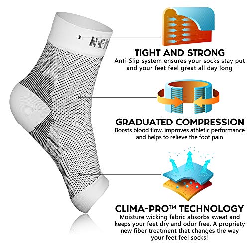 NEWZILL Plantar Fasciitis Socks Arch Support Foot Care Compression Sleeve - color: White, size: Large-X-Large