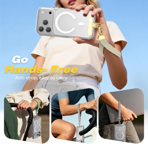 Stretchy Phone Wrist Strap, with 360° Rotatable Metal Tab - color: Stone Speckled