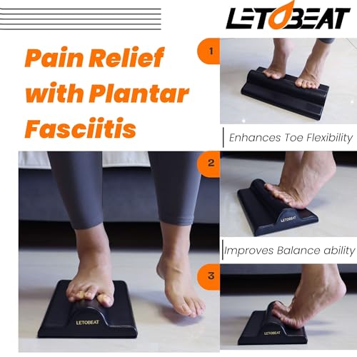 Plantar Fasciitis Foot Stretcher - Anti-Slip Leather, Black, L - color: Black, size: L
