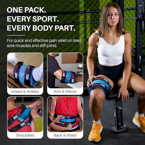 an Ice Bag that is Fillable, Reusable & Wearable - Instant Cold and Heat Therapy for Shoulder, Knee, Elbow & Back Pain Relief - Injuries, Inflammation & Recovery - 7.5" x 18" - Blue - color: Blue